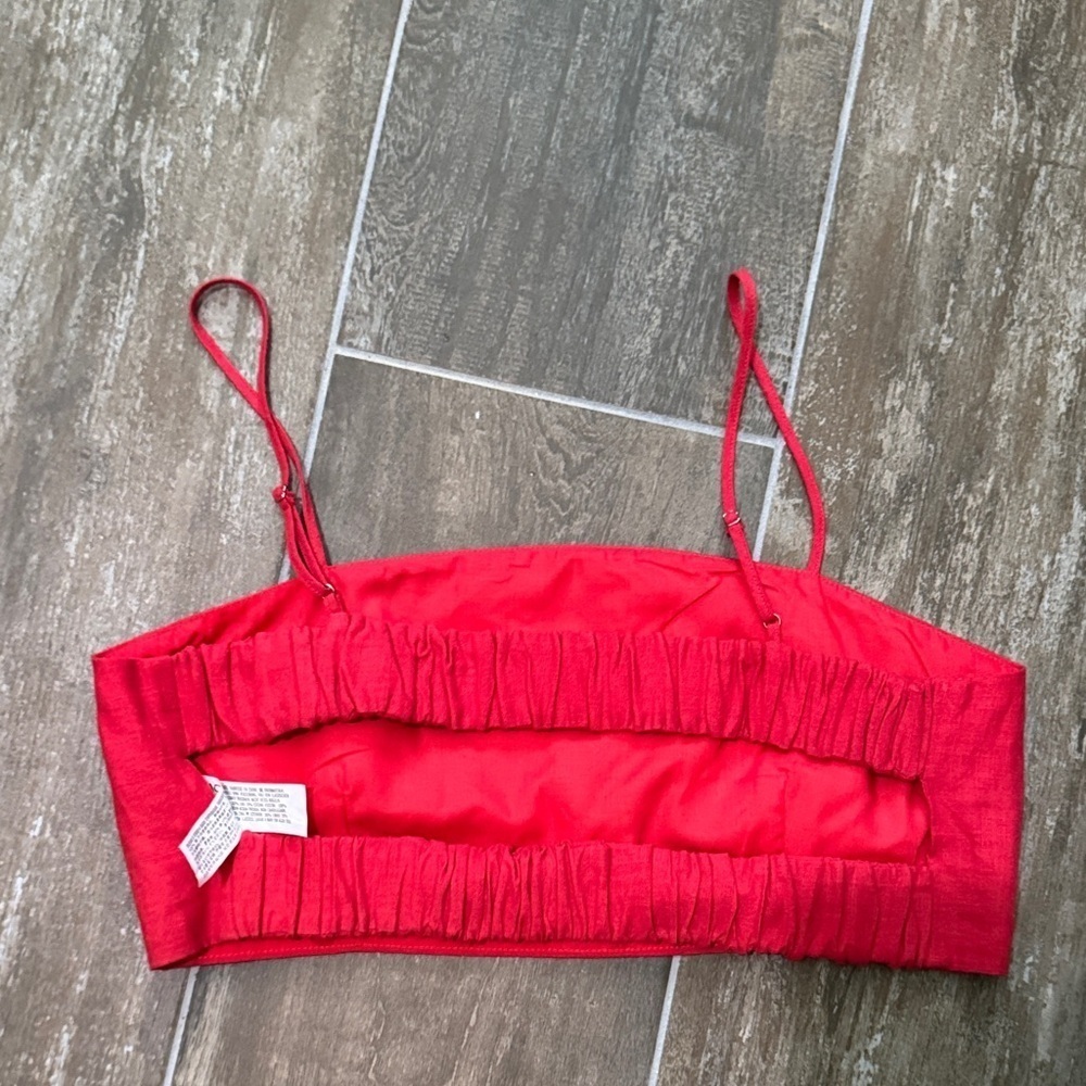 English Factory Linen Crop Top w/ Ric Rac Trim - Picture 4 of 8